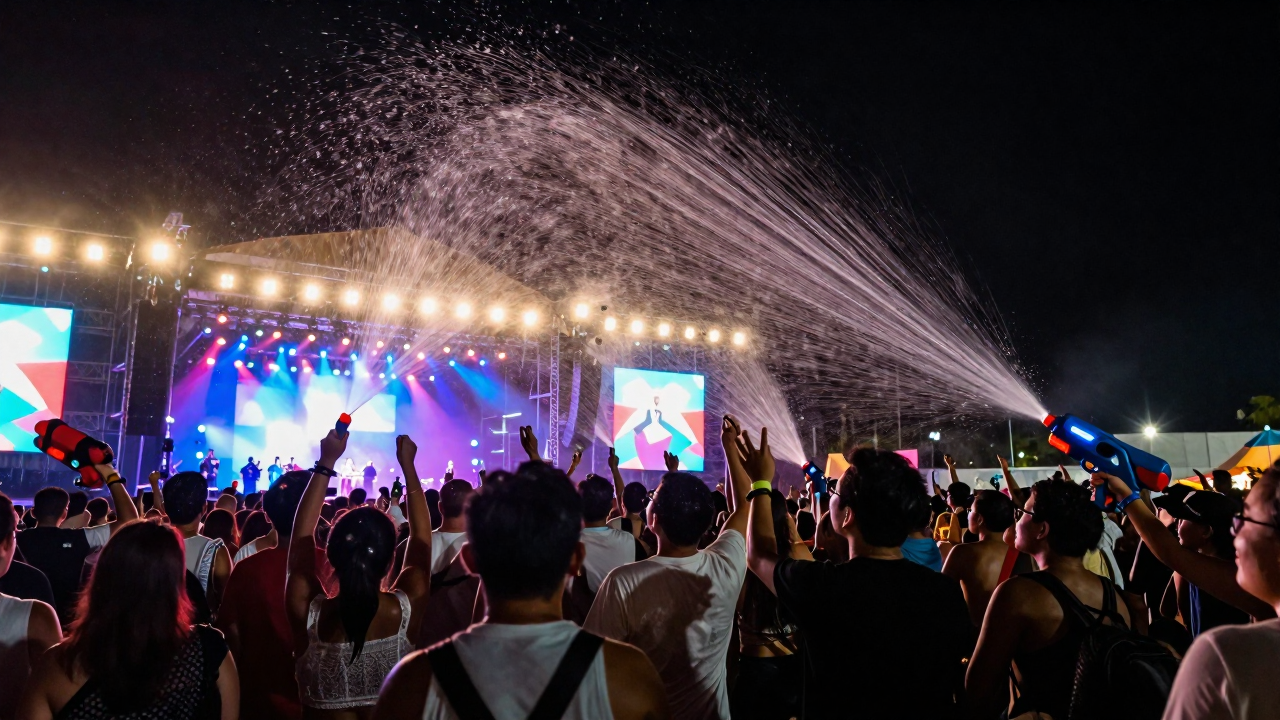 해변 워터밤 축제 현장