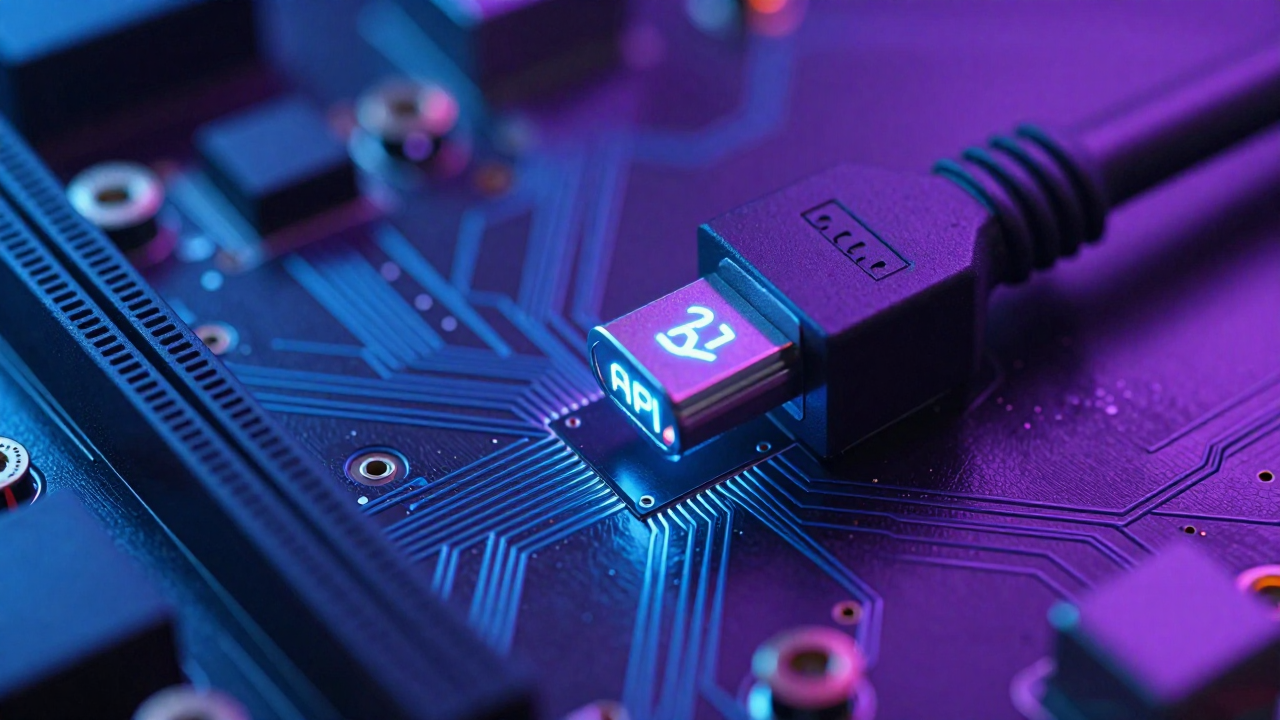 API 연동을 상징하는 회로 이미지