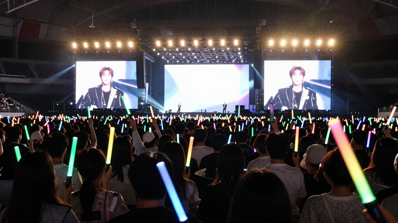 팬들이 응원봉을 흔드는 콘서트 현장