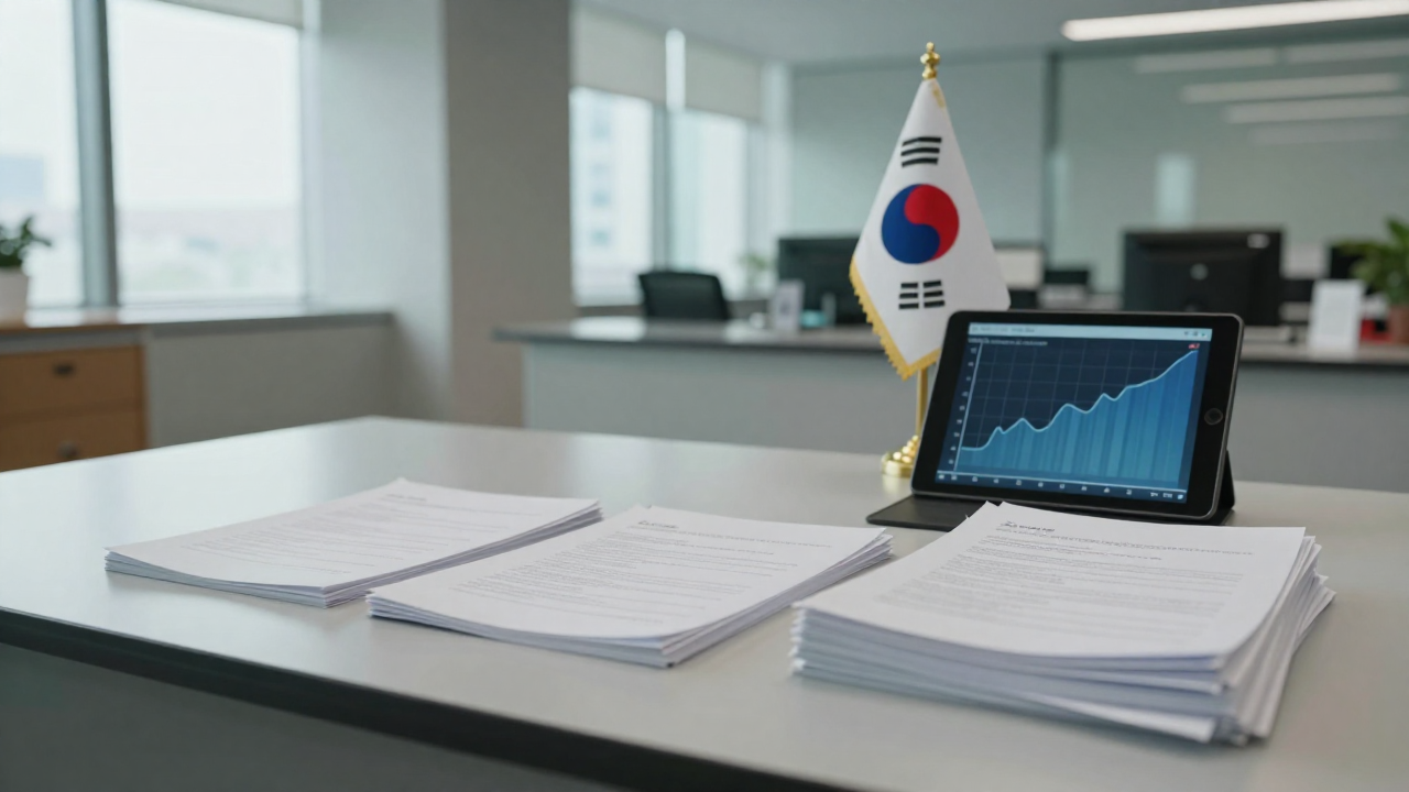 한국 정부 청사 건물과 AI 관련 서류