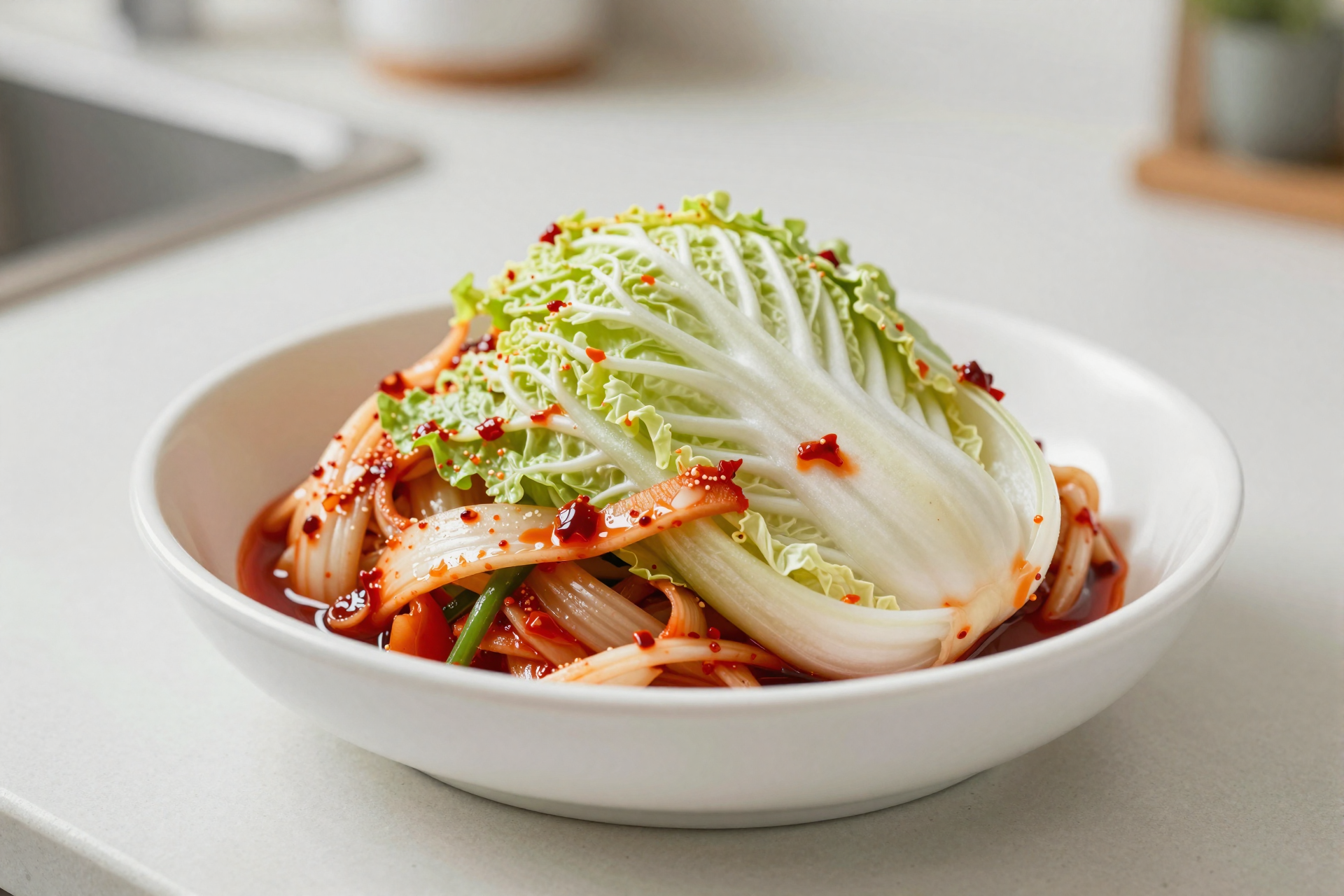 흰 그릇에 담긴 백김치