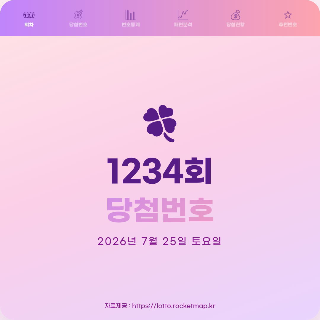 로또 당첨번호 : 2026년 7월 25일 로또 당첨번호 : 2026년 7월 25일 1