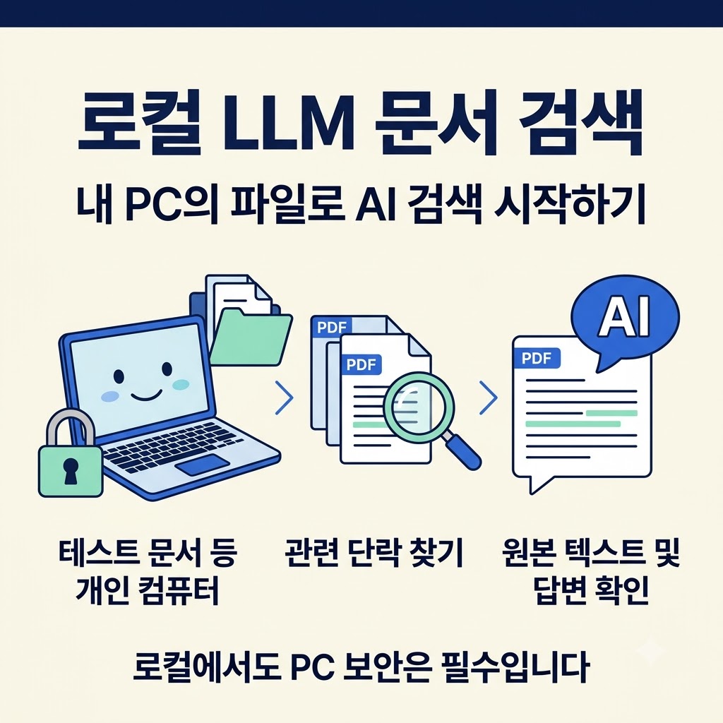 로컬 LLM 문서 검색 구조를 보여주는 인포그래픽